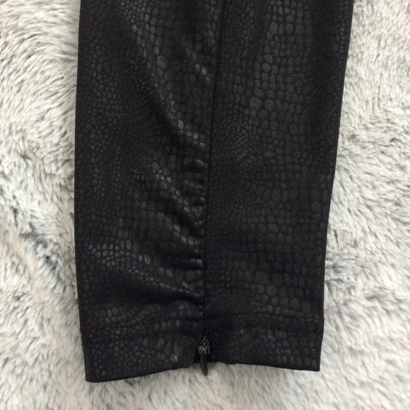 bebe *BLACK* Croc-Embossed Pull-On Leggings with Zip-Ankles - Picture 2 of 5